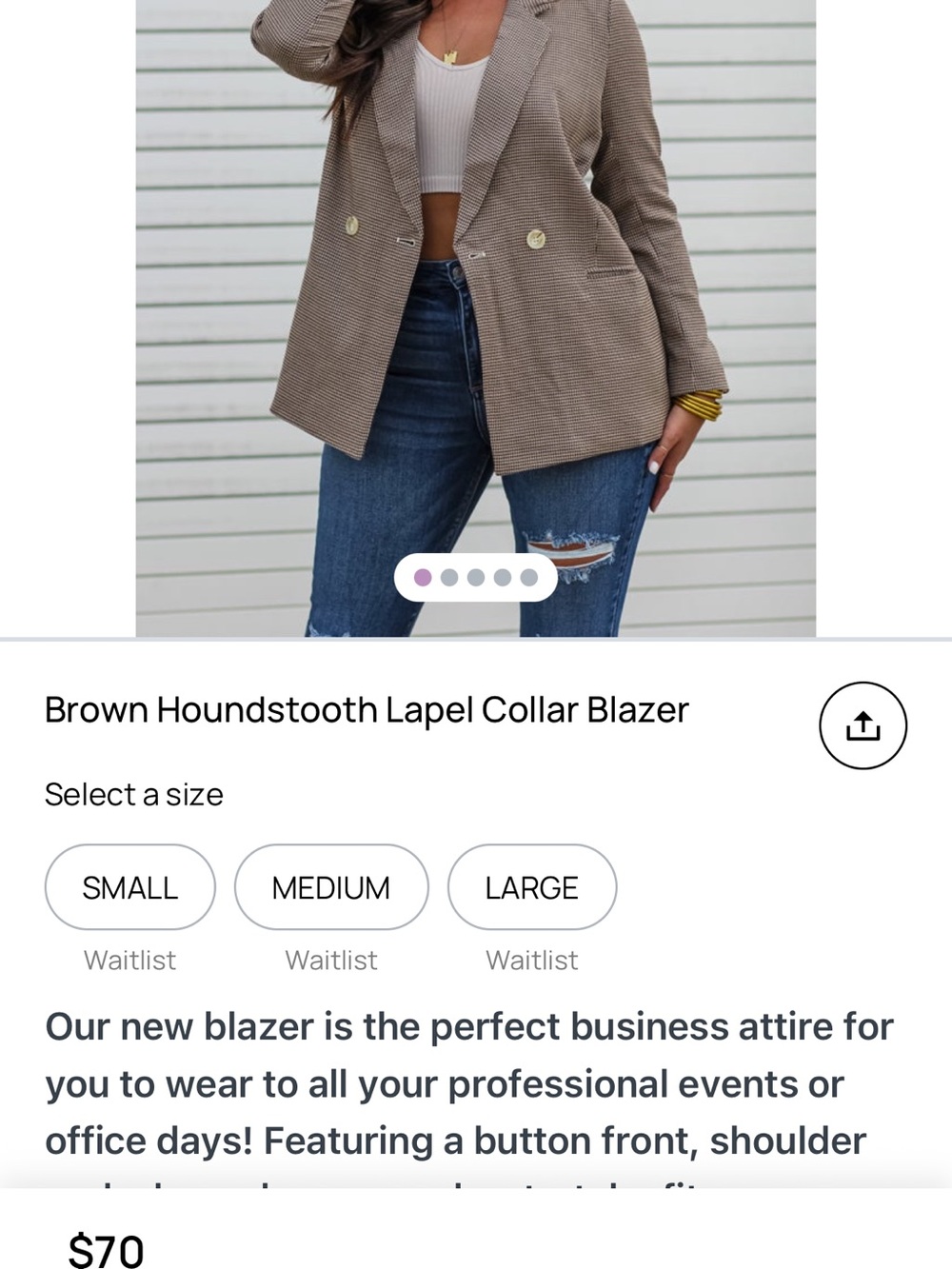 Cherish Houndstooth Blazer - Black & Brown